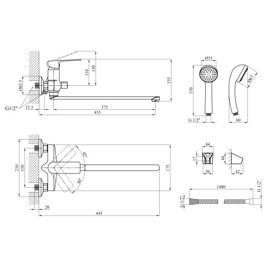 Додаткове фото - Змішувач для ванни Agua Merida - C071