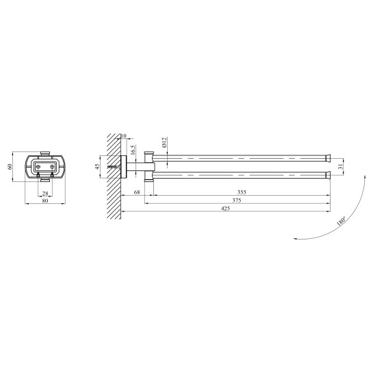 Додаткове фото - Тримач для рушників Kroner KRM Graz - GRP95614