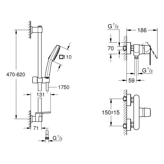 Додаткове фото - Змішувач для душу Grohe QuickFix Get з душевою стійкою Vitalio Comfort 110 3288826929