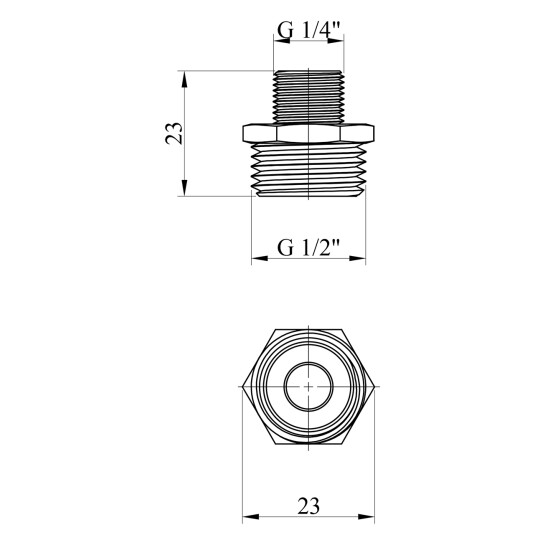 Додаткове фото - Ніпель перехідний Karro 1/2"х1/4" ЗЗ нікельований KR-3114