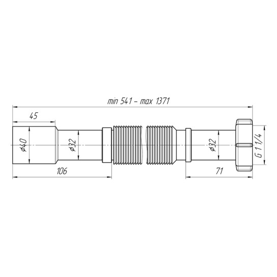 Додаткове фото - Гофра ANIplast 1 1/4"х32/40 мм 541-1371 мм K207EU