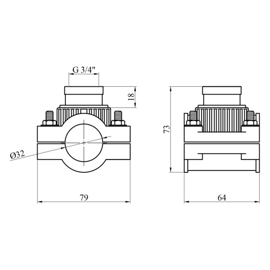 Додаткове фото - Сідлова врізка ПЕ SantehPlast 32х3/4"