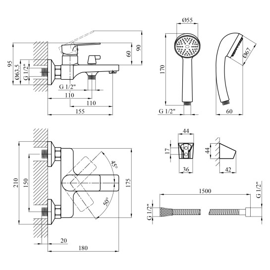 Додаткове фото - Змішувач для ванни Agua Merida - C060