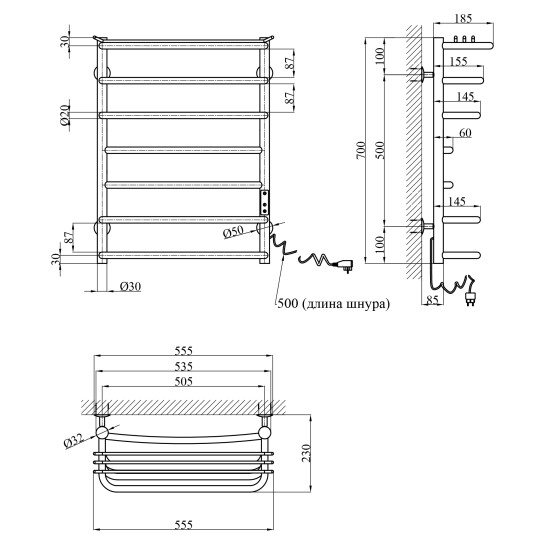 Додаткове фото - Сушарка для рушників електрична Kroner KRP Stern ER700x500-7