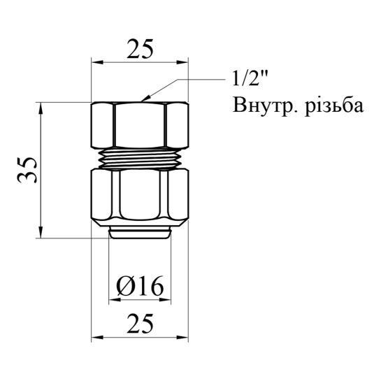 Додаткове фото - Муфта металопластикова Karro 16х1/2" РВ нікельована KR-0520