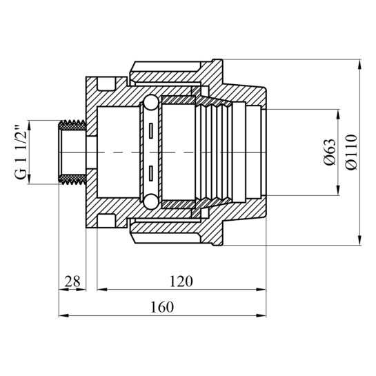 Додаткове фото - Муфта ПЕ SantehPlast 63x1 1/2" РЗ