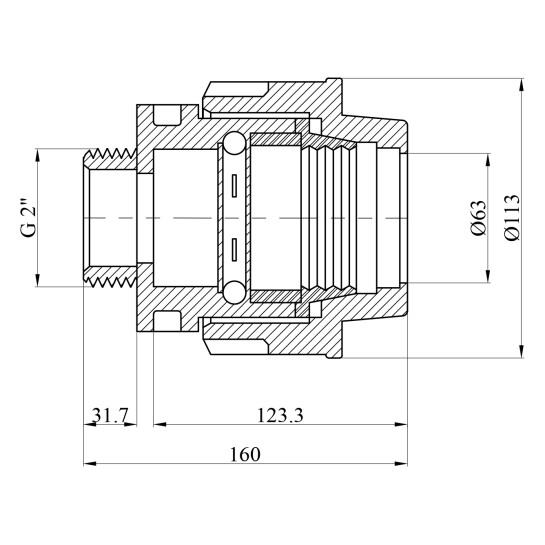 Додаткове фото - Муфта ПЕ SantehPlast 63x2" РЗ