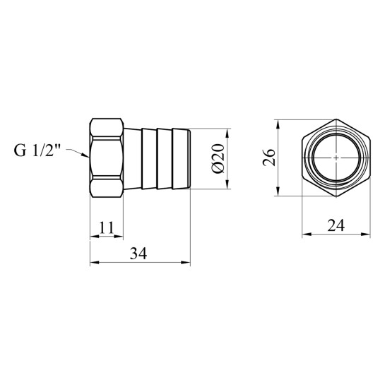Додаткове фото - Штуцер LexLine 1/2" РВ, D=20 мм латунний УК0002-8