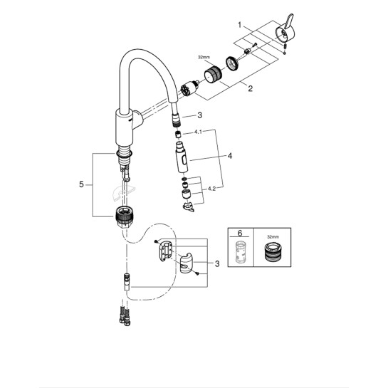 Додаткове фото - Набір Grohe QuickFix Get UA31484QF7: змішувач для кухні Get 31484001 з дозатором Authentic 40537000