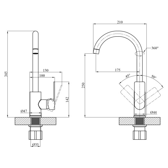 Додаткове фото - Змішувач для кухні Agua Merida - C030