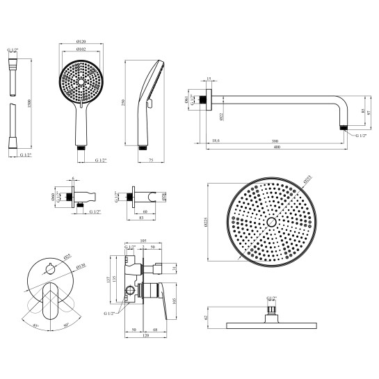 Додаткове фото - Душова система Kroner Element 211335B-0101