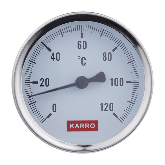 Манометри, термометри, термоманометри Термометр Karro 1/2" 63 мм 120°С KR-1039