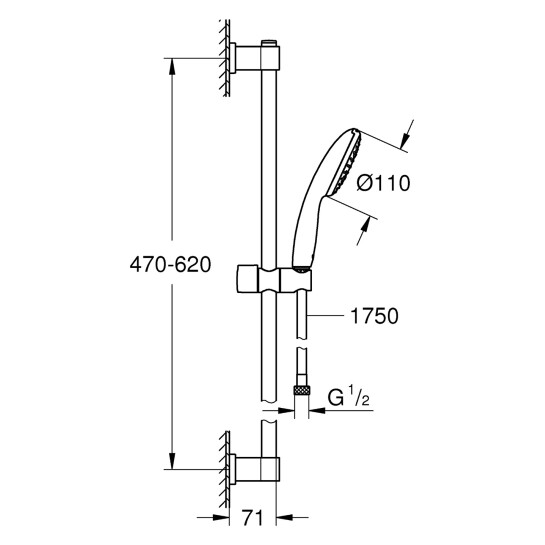 Додаткове фото - Душовий гарнітур Grohe QuickFix Vitalio Start 110 27942001