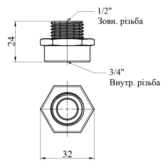 Додаткове фото - Перехідник Karro 3/4"х1/2" ВЗ нікельований KR-3117