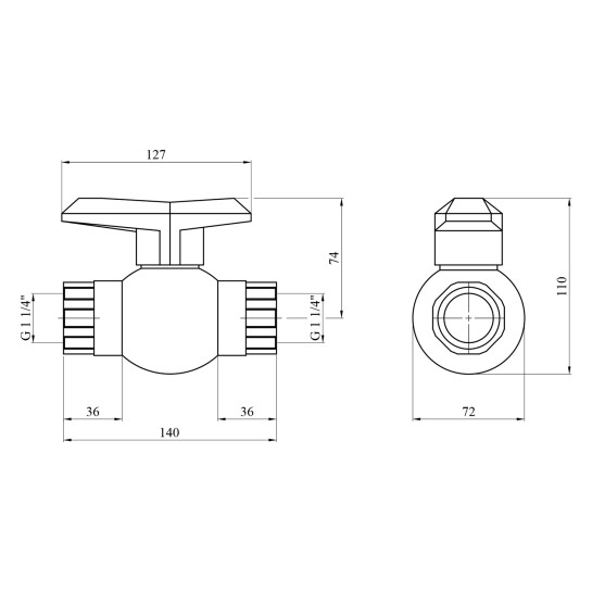 Додаткове фото - Кран ПЕ SantehPlast 1 1/4" ВВ