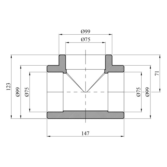 Додаткове фото - Трійник PPR GrandiTherm 75 мм