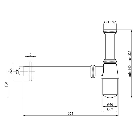 Додаткове фото - Сифон для раковини Kroner KRM - C965 1 1/4" без випуску