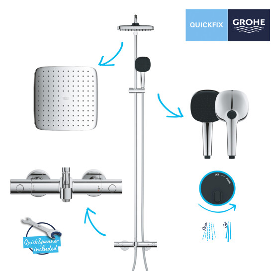 Додаткове фото - Душова система термостатична Grohe QuickFix Vitalio Comfort System 250 26984001