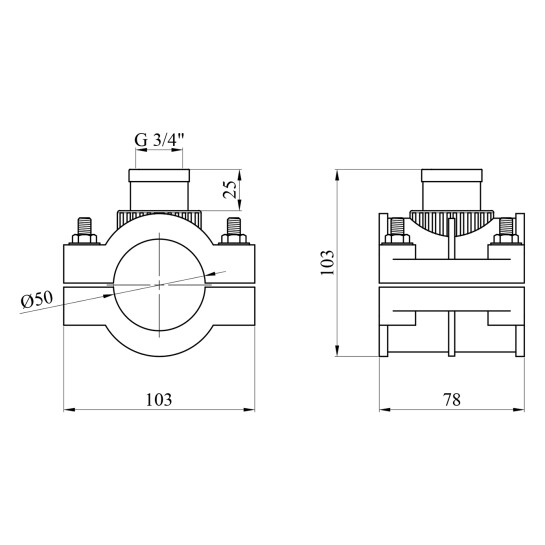 Додаткове фото - Сідлова врізка ПЕ SantehPlast 50х3/4"