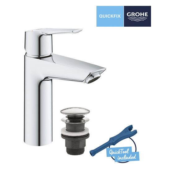 Додаткове фото - Змішувач для раковини Grohe QuickFix Start M-Size 23746002 з донним клапаном