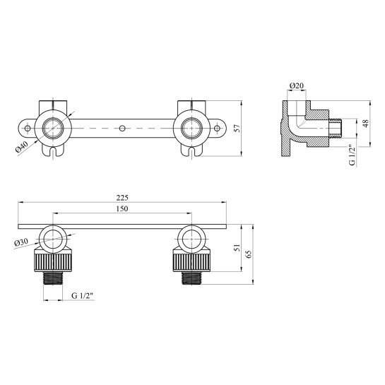Додаткове фото - Комплект для підключення змішувача PPR GrandiTherm 20х1/2" РЗ нижній