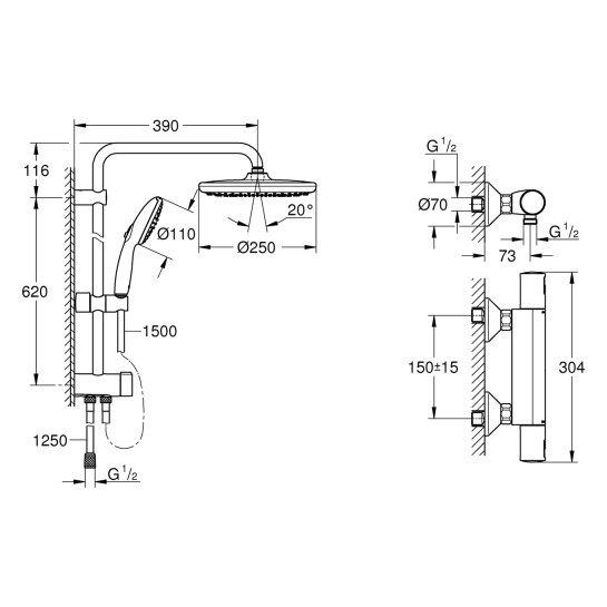 Додаткове фото - Змішувач термостатичний для душу Grohe QuickFix Start Black UA303908T2