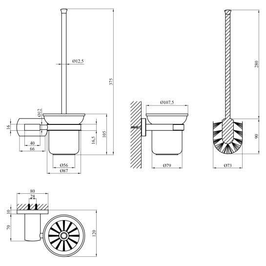Додаткове фото - Йоржик для унітаза настінний Kroner KRP Graz - GRP95613