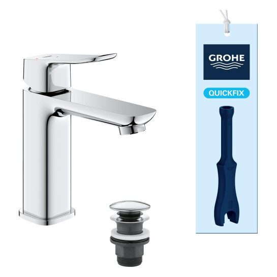 Додаткове фото - Набір змішувачів 2 в 1 для ванної кімнати Grohe QuickFix Vitalio Comfort Cube зі змішувачем для раковини Dice (UA203101TM)