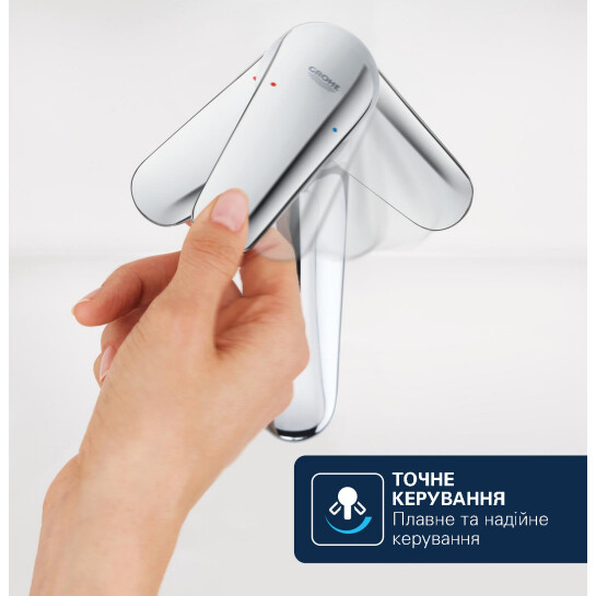 Додаткове фото - Набір змішувачів 2 в 1 для ванної кімнати Grohe QuickFix Vitalio Comfort Cube зі змішувачем для раковини Dice (UA203101TM)