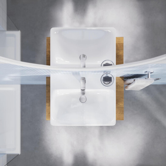Додаткове фото - Набір змішувачів 2 в 1 для ванної кімнати Grohe QuickFix Vitalio Comfort Cube зі змішувачем для раковини Dice (UA203101TM)