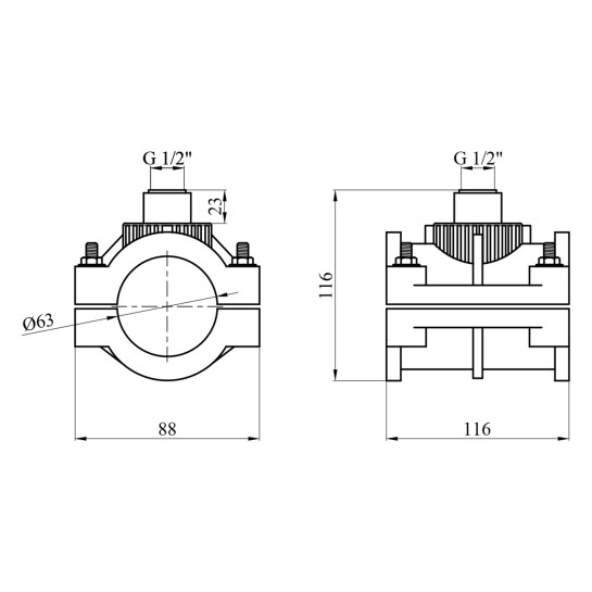 Додаткове фото - Сідлова врізка ПЕ SantehPlast 63х1/2"
