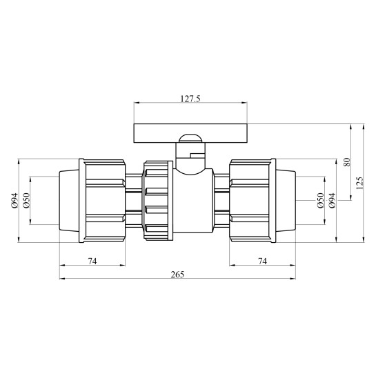 Додаткове фото - Кран ПЕ STR 50 мм