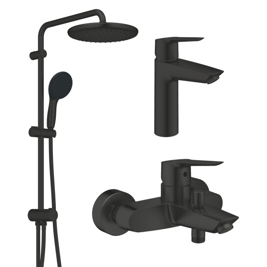 Набори змішувачів Набір змішувачів 3 в 1 для ванної кімнати Grohe QuickFix Start Black UA303305RM