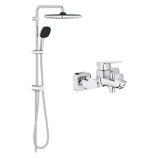 Головне фото - Набір змішувачів 2 в 1 для ванної кімнати Grohe QuickFix Flex Vitalio Comfort Cube зі змішувачем для раковини Dice (UA203170101)