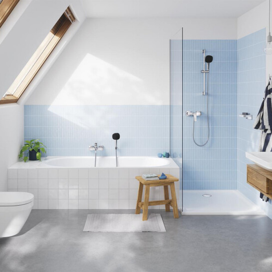 Додаткове фото - Набір змішувачів 2 в 1 для ванної кімнати Grohe QuickFix Flex Vitalio Comfort Cube зі змішувачем для раковини Dice (UA203170101)