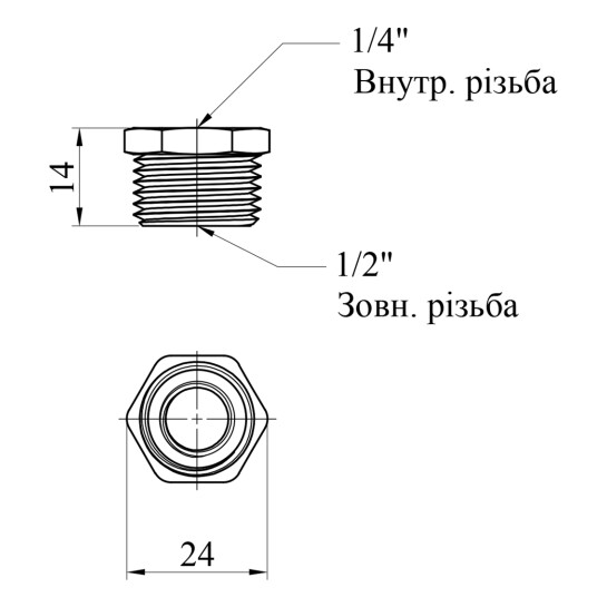 Додаткове фото - Футорка Karro 1/2"х1/4" ЗВ нікельована KR-3115