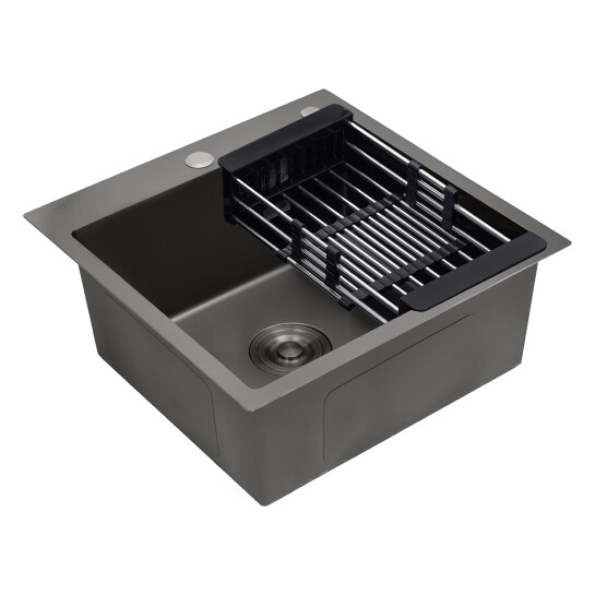 Додаткове фото - Кухонна мийка Kroner KRP Schwarze - 4545HM PVD (3.0/1.0 мм)