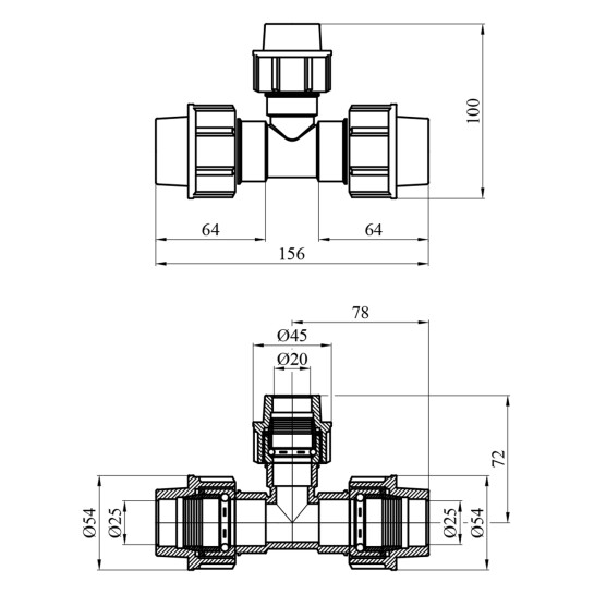 Додаткове фото - Трійник редукційний ПЕ SantehPlast 25х20х25 мм