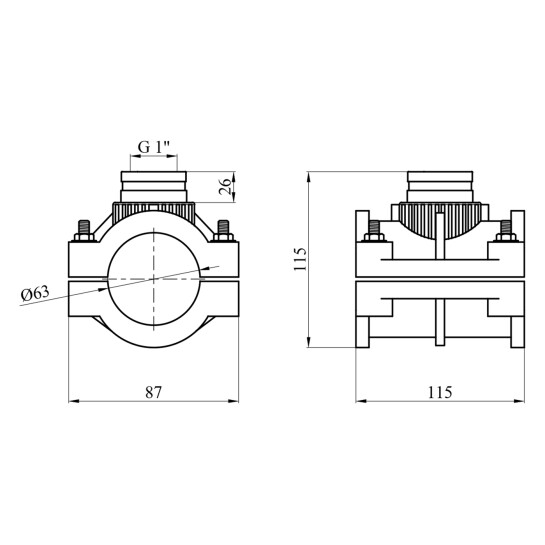 Додаткове фото - Сідлова врізка ПЕ SantehPlast 63х1"