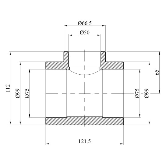 Додаткове фото - Трійник перехідний PPR GrandiTherm 75х50х75 мм