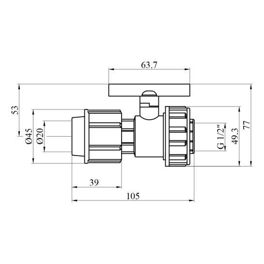 Додаткове фото - Кран ПЕ STR 20х1/2" РВ