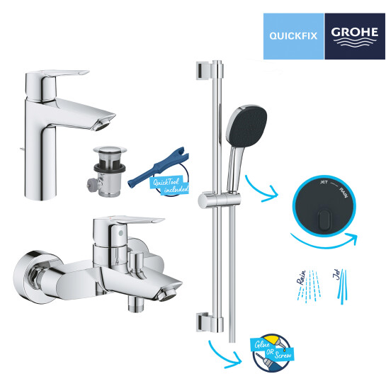 Додаткове фото - Комплект змішувачів для ванної кімнати Grohe QuickFix Start UA202301MQ