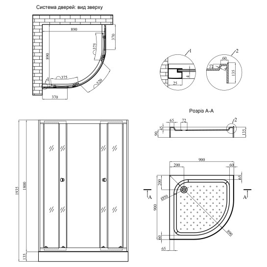 Додаткове фото - Душова кабіна Agua Cascad - S.F.D.90x90 см