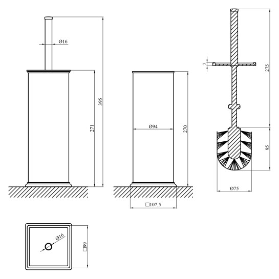 Додаткове фото - Йоржик для унітаза підлоговий Kroner KRP Graz - SCH017