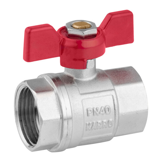 Додаткове фото - Кран кульовий Karro "Standart+" 1" ВВ PN40 метелик, нікельований