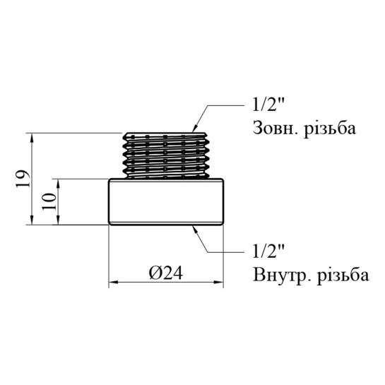 Додаткове фото - Подовжувач Karro 1/2" ВЗ, L=10 мм хромований KR-3209