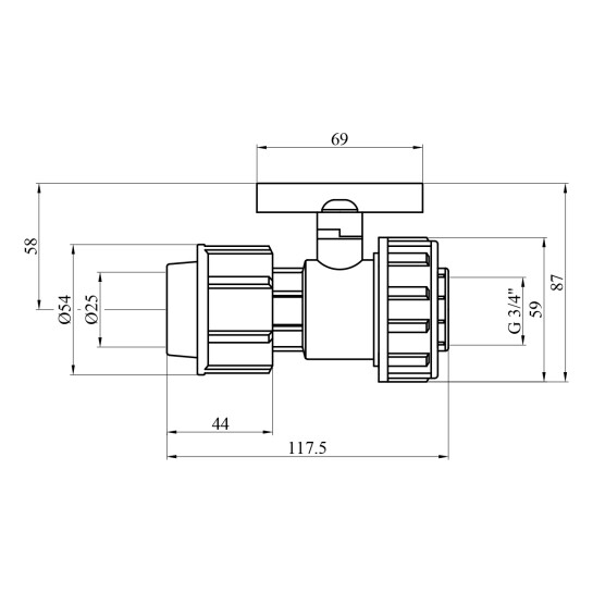 Додаткове фото - Кран ПЕ STR 25х3/4" РВ