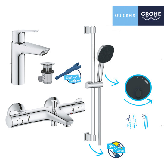 Додаткове фото - Комплект змішувачів для ванної кімнати з термостатом Grohe QuickFix UA202304TS