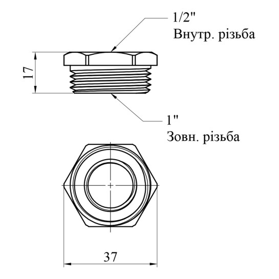 Додаткове фото - Футорка STA 1/2"х1" ВЗ латунна