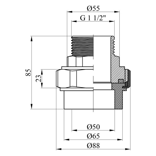 Додаткове фото - Американка PPR GrandiTherm 50х1 1/2" РЗ